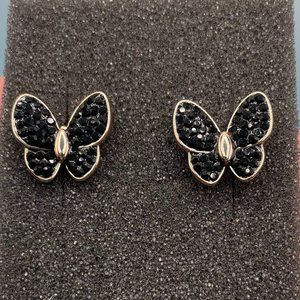 Crystal Rose Gold Butterfly Stud Earrings w/Gift Box - NEW